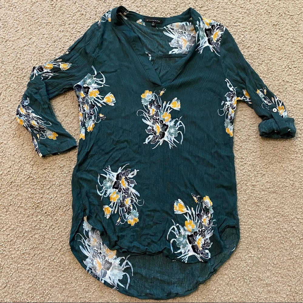 Dark Green Staccato Floral Tunic